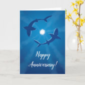 Carte Joyeuse Anniversaire Requins Couple Silver M (Fleur jaune)