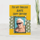 Carte Joyeuse Anniversaire tante photo vert jaune (Devant)