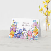 Carte Joyeuse aquarelle d'anniversaire Iris Fleurs et Ja (Fleur jaune)