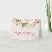 Carte Joyeuse aquarelle d'anniversaire Rose floral (Devant)
