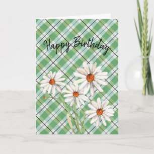 Carte Joyeuse aquarelle d'anniversaire sur Plaid