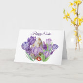 Carte Joyeuse Aquarelle de Pâques Fleurs de Crocus pourp (Fleur jaune)