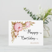 Carte Joyeuse aquarelle florale d'anniversaire (Debout devant)
