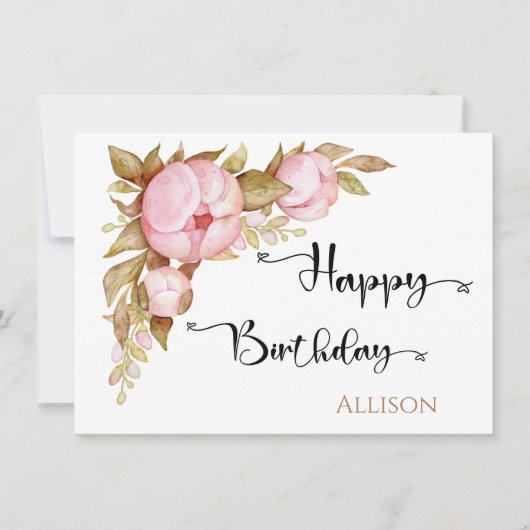 Carte Joyeuse aquarelle florale d'anniversaire (Devant)