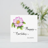 Carte Joyeuse aquarelle florale d'anniversaire (Debout devant)