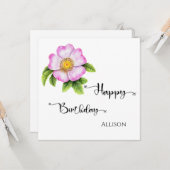 Carte Joyeuse aquarelle florale d'anniversaire (Devant/Arrière en situation)