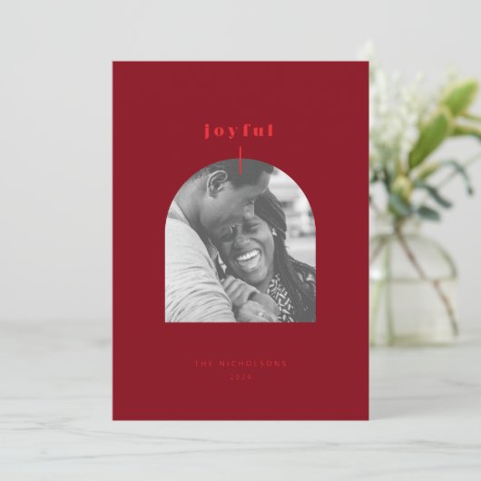 Carte Joyeuse Arched Photo Holiday (Debout devant)