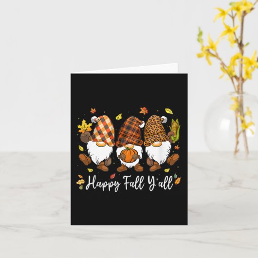 Carte Joyeuse Automne à Tous Gnome Citrouille Camion Mer (Fleur jaune)