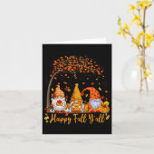 Carte Joyeuse Automne à Tous Gnome Citrouille Feuilles D (Fleur jaune)