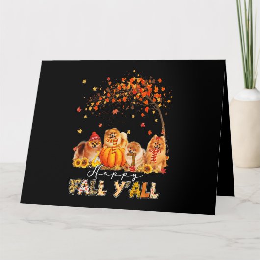 Carte Joyeuse Automne à Tous Pomeranian Amateur de l'Aut (Devant)