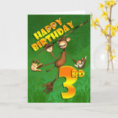 Carte Joyeuse banane singe 3e anniversaire (Fleur jaune)