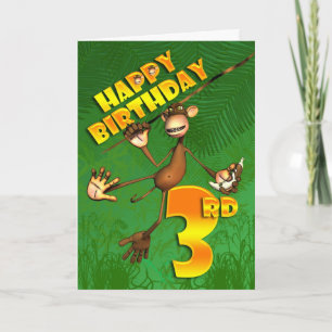 Carte Joyeuse banane singe 3e anniversaire
