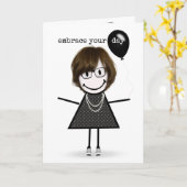 Carte Joyeuse bâton d'anniversaire fille avec ballons (Fleur jaune)