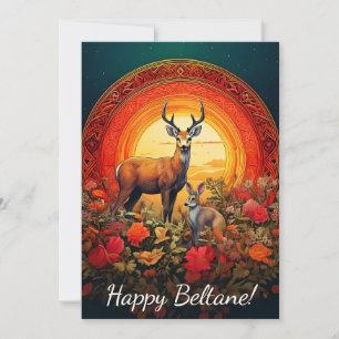 Carte Joyeuse Beltane Cerf & Lièvre