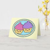 Carte Joyeuse Birthday Cupcake (Fleur jaune)
