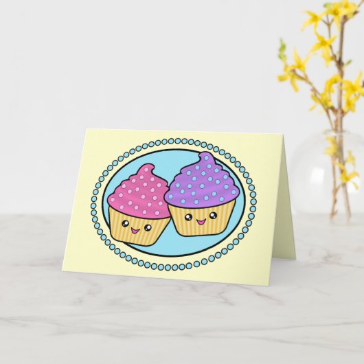 Carte Joyeuse Birthday Cupcake (Fleur jaune)