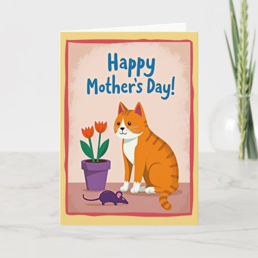 Carte Joyeuse Chat Orange Mat (Devant)