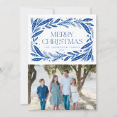 Carte Joyeuse couronne bleue Noël (Devant)