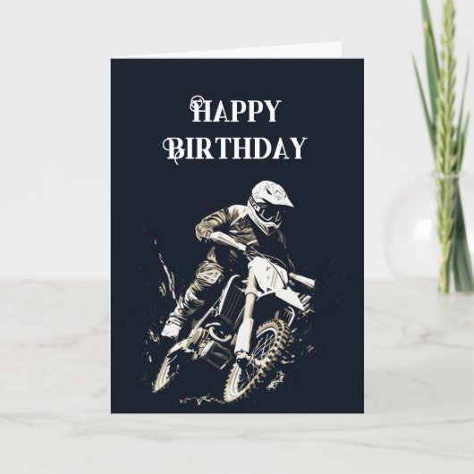Carte Joyeuse course de motocross à vélo anniversaire (Devant)