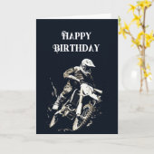 Carte Joyeuse course de motocross à vélo anniversaire (Fleur jaune)