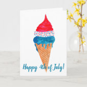 Carte Joyeuse crème glacée 4 juillet aquarelle (Fleur jaune)