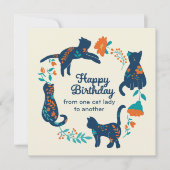 Carte Joyeuse dame aux chats d'anniversaire (Devant)