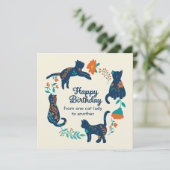 Carte Joyeuse dame aux chats d'anniversaire (Debout devant)