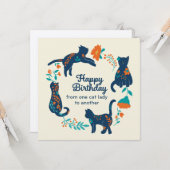 Carte Joyeuse dame aux chats d'anniversaire (Devant/Arrière en situation)