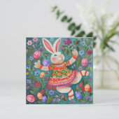 Carte Joyeuse Danse Bunny de Pâques (Debout devant)