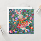 Carte Joyeuse Danse Bunny de Pâques (Devant/Arrière en situation)