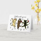 Carte Joyeuse danse Labrador Trio Merci (Fleur jaune)