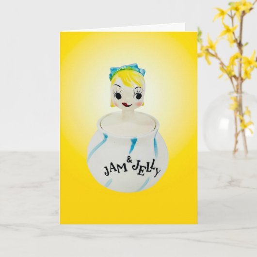 Carte joyeuse de jam n jelly au visage souriant do (Fleur jaune)