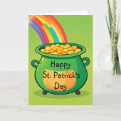Carte joyeuse de la Saint-Patrick avec un pot d'or (Devant)
