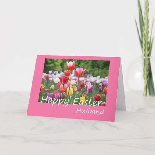 Carte Joyeuse de la Tulipe de Pâques du mari (Devant)