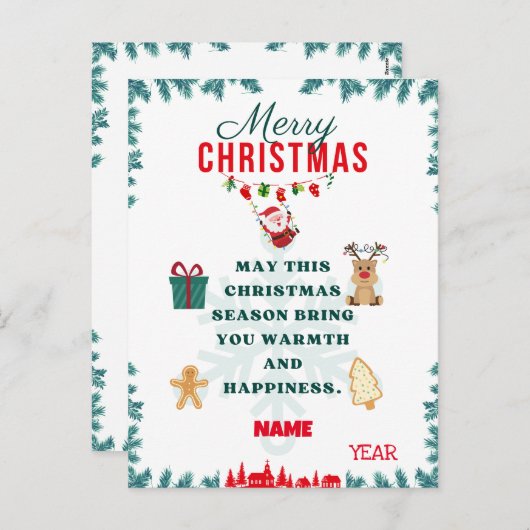 CARTE JOYEUSE DE NOËL (Devant / Derrière)