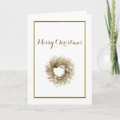Carte Joyeuse de Noël Gold Wreath (Devant)