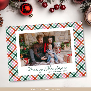 Carte Joyeuse de Noël Plaid Family Photo