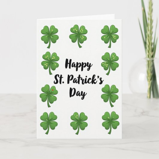 Carte Joyeuse de St-Patrick à Motif Trèfle (Devant)