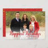 Carte Joyeuse de vacances Red Gold Foil Dots (Devant / Derrière)