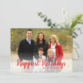 Carte Joyeuse de vacances Red Gold Foil Dots (Debout devant)