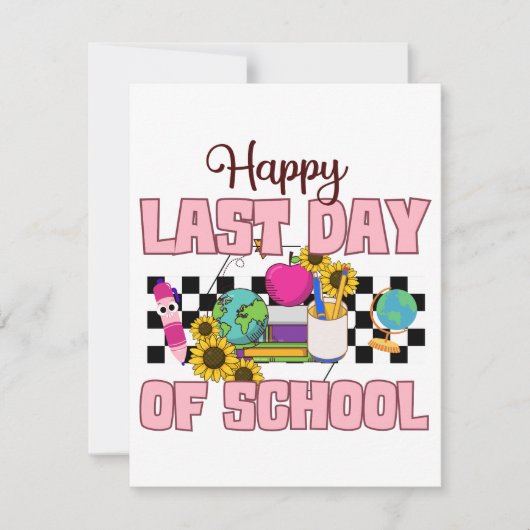 Carte Joyeuse Dernière journée d'école (Devant)