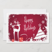 Carte Joyeuse des Fêtes | Rouge, cerf blanc (Devant)
