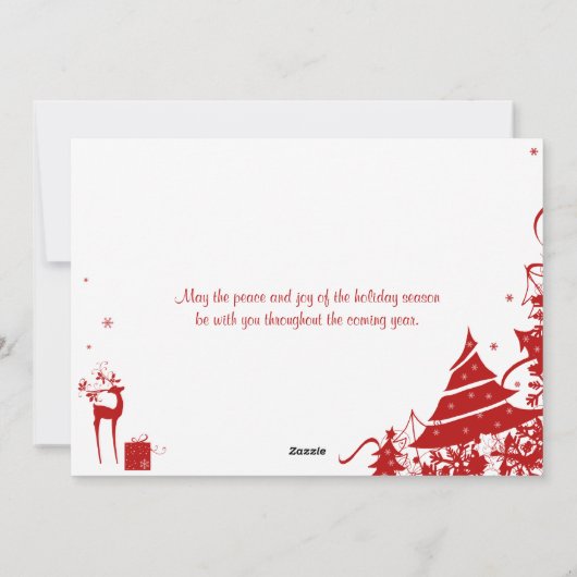 Carte Joyeuse des Fêtes | Rouge, cerf blanc (Dos)