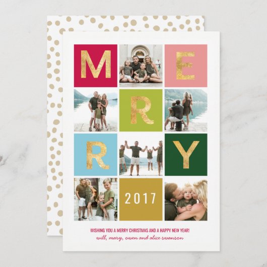 Carte Joyeuse et brillante Multi-PhotoHoliday (Devant / Derrière)