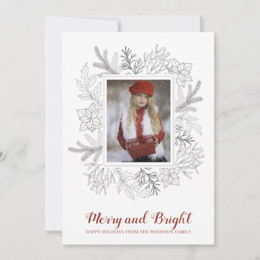 Carte Joyeuse et brillante photo de Noël (Devant)