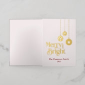 Carte "Joyeuse et brillante" Pliée rose Foil Holid (Mise à l'extérieur)