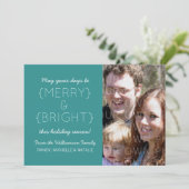 Carte Joyeuse et Lumineuse Photo Plat, Turquoise (Debout devant)