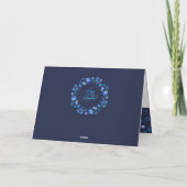 Carte Joyeuse fête de Hanoukka Belle décoration bleue (Dos)