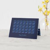 Carte Joyeuse fête de Hanoukka Belle décoration bleue (Fleur jaune)