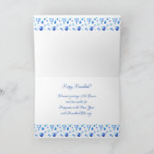 Carte Joyeuse fête de Hanoukka Belle décoration bleue (Intérieur)